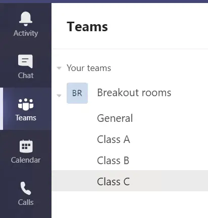 breakout rooms in Microsoft Teams