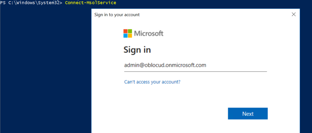 connect to azure ad powershell